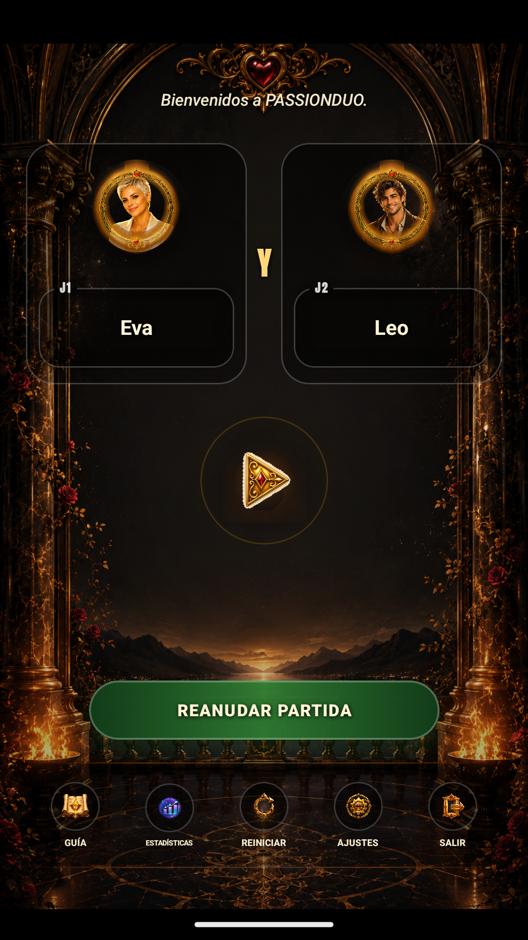 Pantalla de inicio de PASSIONDUO